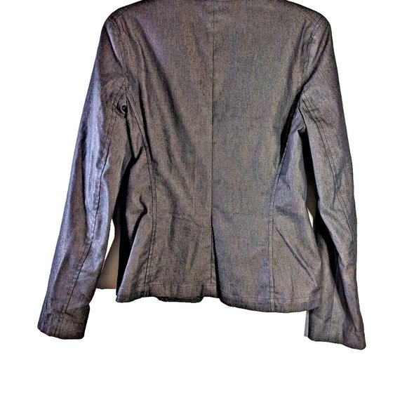 HOLT RENFREW Woman’s Denim Blazer Dress 3-Button Jeans Jacket Dark Gray M - Picture 6 of 7